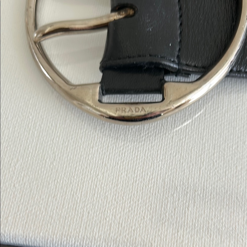 PRADA Black Leather
Chunky Round Buckle Belt  85/34 - Picture 11 of 11